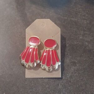 Elegant Red and Gold Earrings Vintage